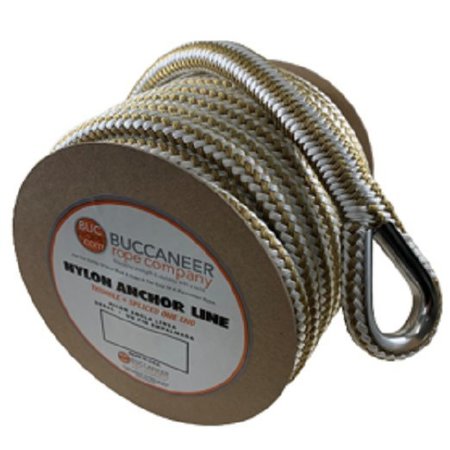 BUCCANEER ROPE 3/8 x 100 Twisted Nylon Anchor Line, White 20-21000